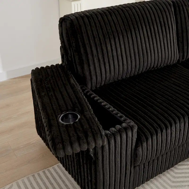 Canapé d'angle en velours côtelé très grand en forme de L de 279 cm