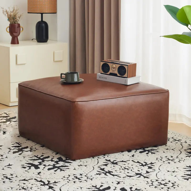 pouf carré en similicuir