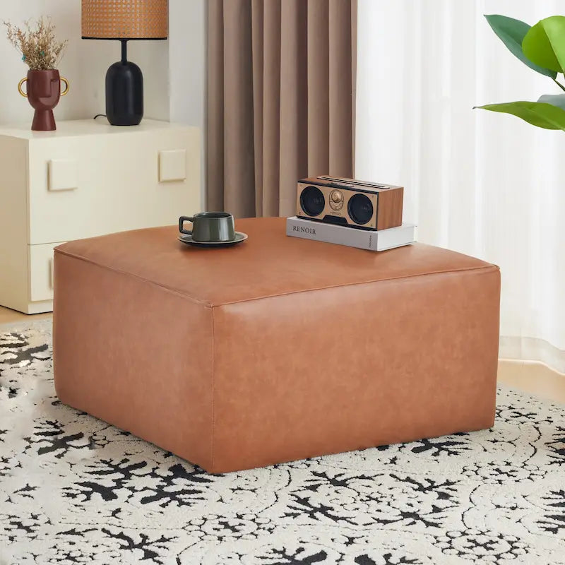 pouf carré en similicuir